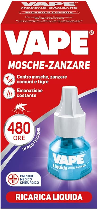 VAPE RICARICA LIQUIDO MOSCHE E ZANZARE 480 ORE 